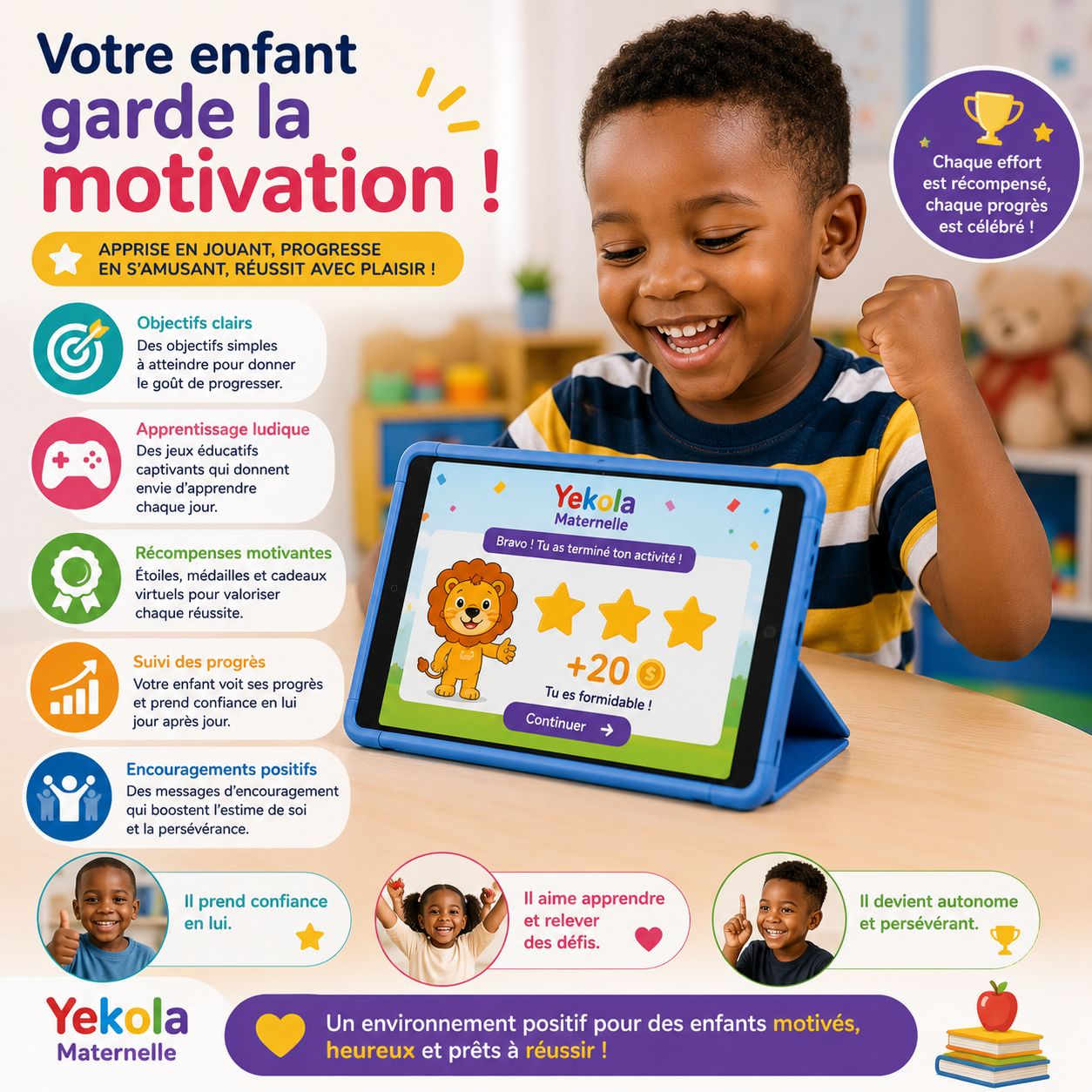 Votre enfant garde la motivation